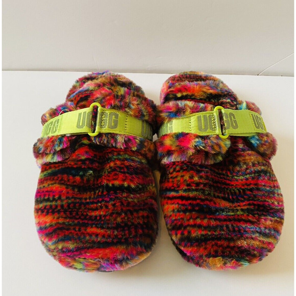 UGG Fluff It Yeah Pop Pixelate Slip-On Faux Fur Slides Slippers | Men\'s Size 10 main image 4